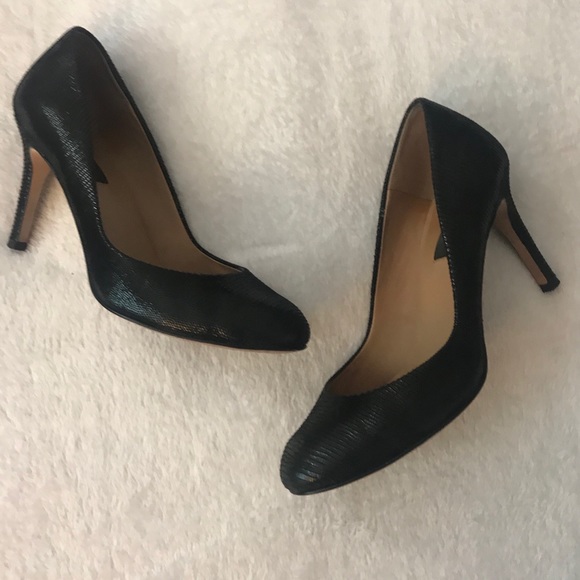 Ann Taylor black leather lizard heels 6/6.5 - Picture 2 of 8